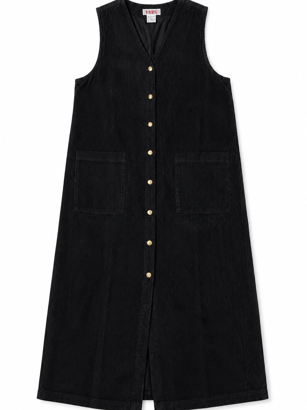 FADS Vintage Black Corduroy Button Front Jumper Dress Women’s 6 Petite
